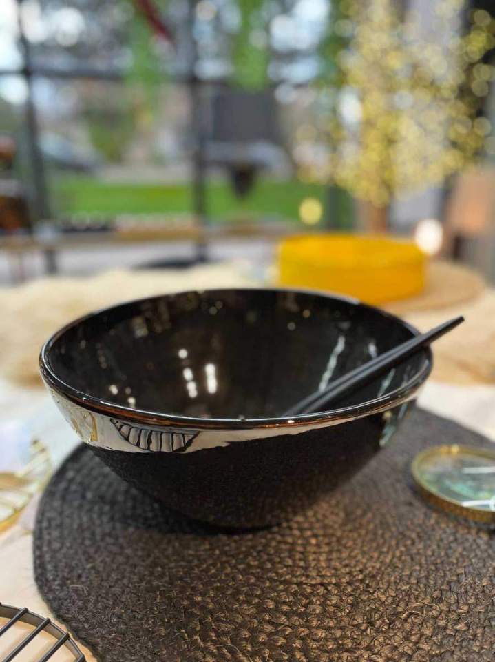 Saladier noir terre cuite émaillé Le Touquet-Paris-Plage